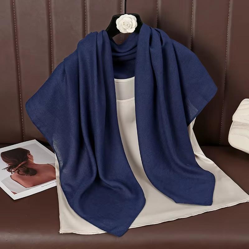Thin Soft Square Scarves for Women Simplicity Solid Color Cotton Linen Headscarf Muslim Female's Hijabs Bag Accessories