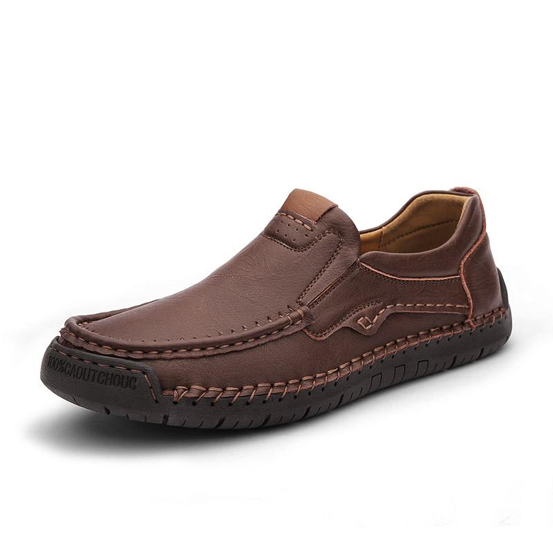 Handmade Men Loafers Genuine Leather Casual Shoes Men Slip On Flat Sneakers Plus Size 38-48 Man Spring Footwear