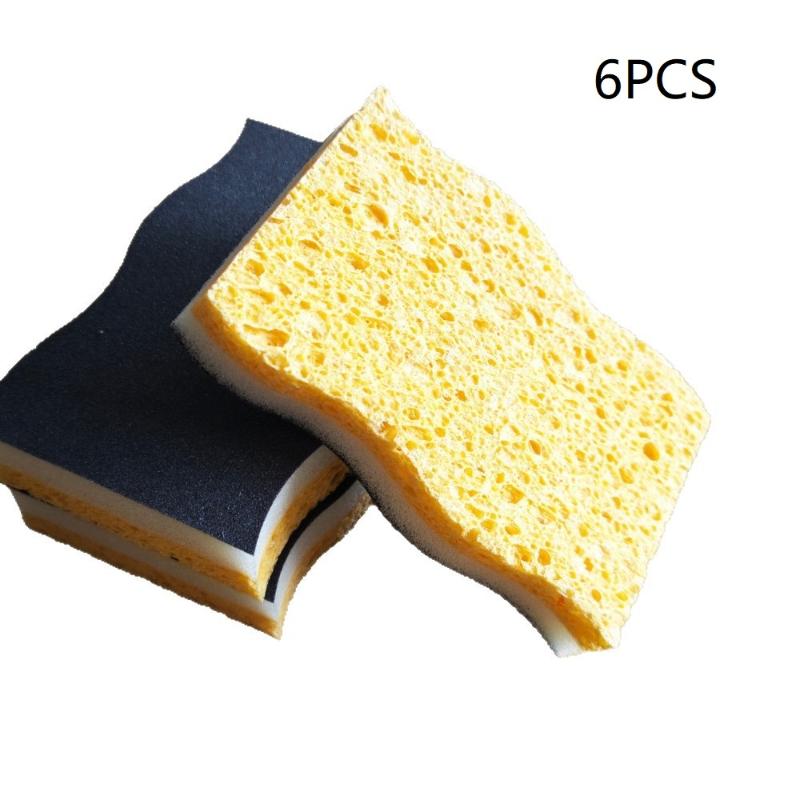 2/6/12Pcs Wood Pulp Cotton Cleaning Scrub Sponge Dish Washing Scrubber Sponge Scrub Pads Sponges Double Sided Scrubbing Sponge