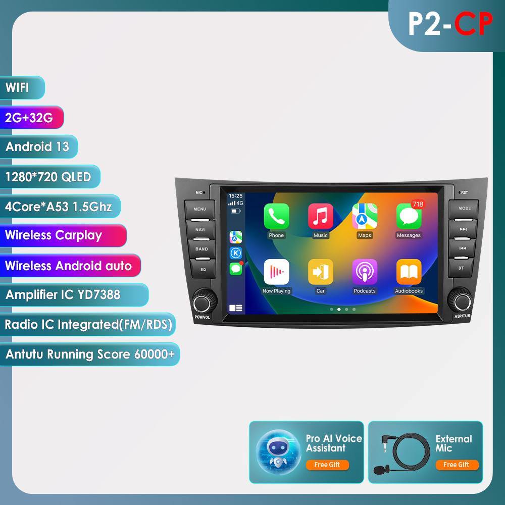 OSSURET 8" para Mercedes Benz Classe E W211 E200 E220 E300 E350 E240 E270 E280 W219 com Rádio de Carro Suporte DVR Inteligente Sem Fio Carplay Android Auto