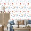 Wallpaper Animals planes balloons clouds for living room and bedroom 50x1000