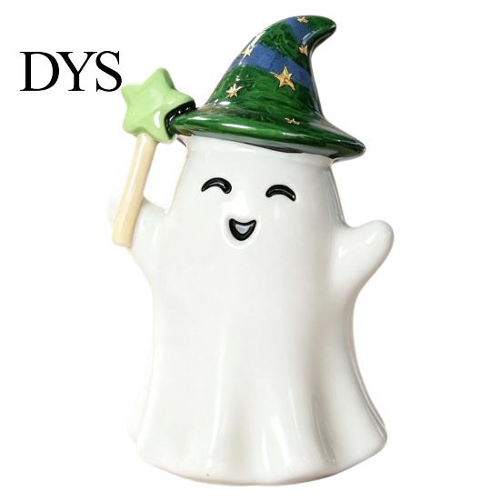 Halloween Ghost Decor Resin Figurine, Creepy Witch Hat Statue, Table Pumpkin Reading Ornament for Holiday Party Decoration
