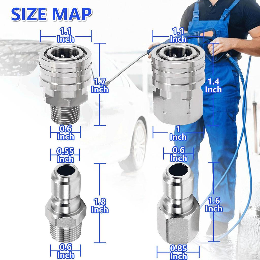 8x Pressure Washer Adapter Set,High ,Car Washing Joint Fittings for Easy to