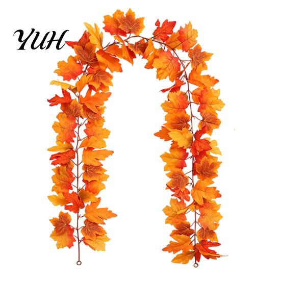 Reusable Artificial Garland 100/175/200CM Maple Leaf Garland, UV Resistant Faux Autumn Leaves Fall Decorative Rattan Rattan, Realistic Hanging