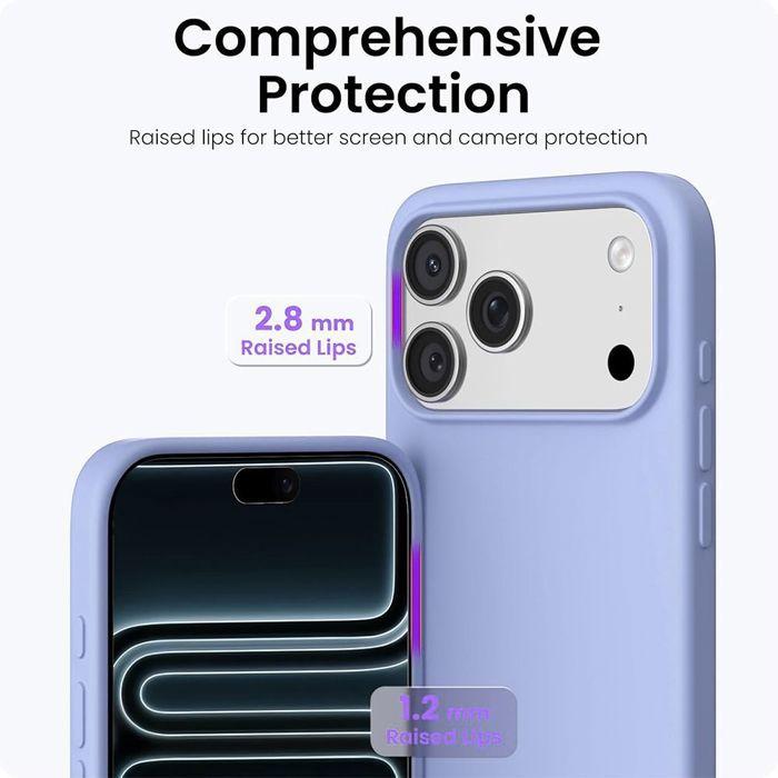 Coque pour iPhone 18 Pro, Protection Silicone Liquide Souple Slim Anti-Rayures - Lavande