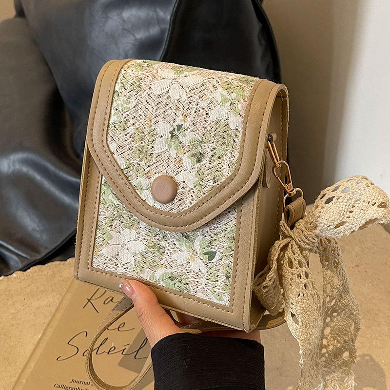 Straw Bag Female Crossbody Bag Small Fresh Lace Woven Bag