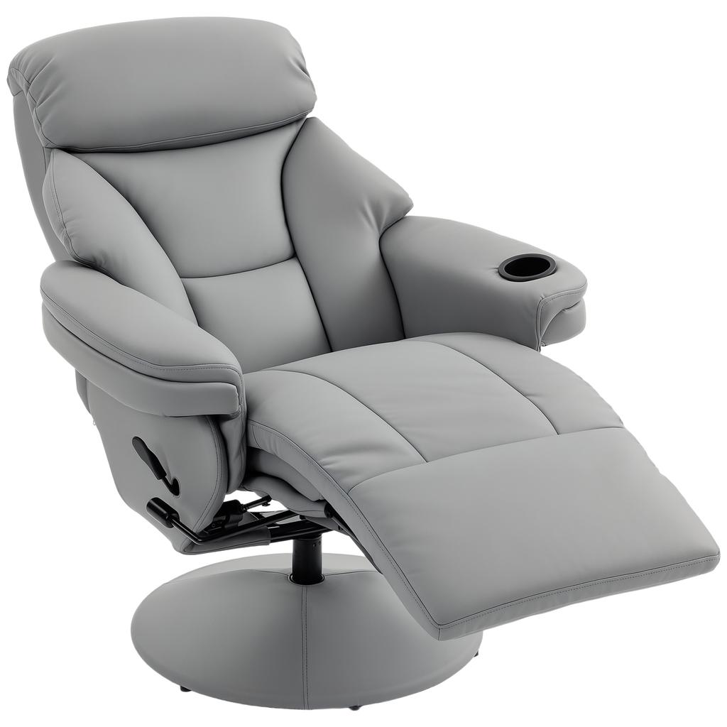 Upholstered Reclining Armchair, Manual Recliner Chair with Footrest and Adjustable Backrest, Grey