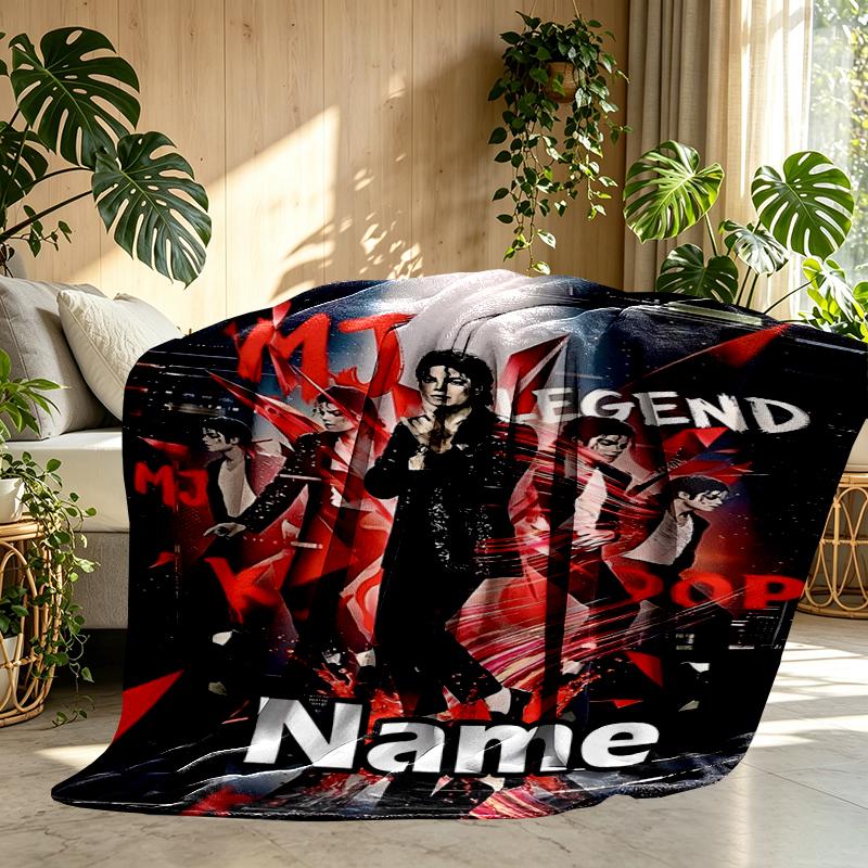 Custom Name Personalized Michael Jackson Print Blanket, Home Decor, Bedroom, Sofa, Camping, Couch, Gifts for Birthday Christmas