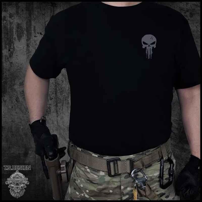 Pánské taktické bavlněné tričko Navy SEAL pro vojenské fanoušky s potiskem PVS18 Night Vision Gauge, krátký rukáv, letní neformální top