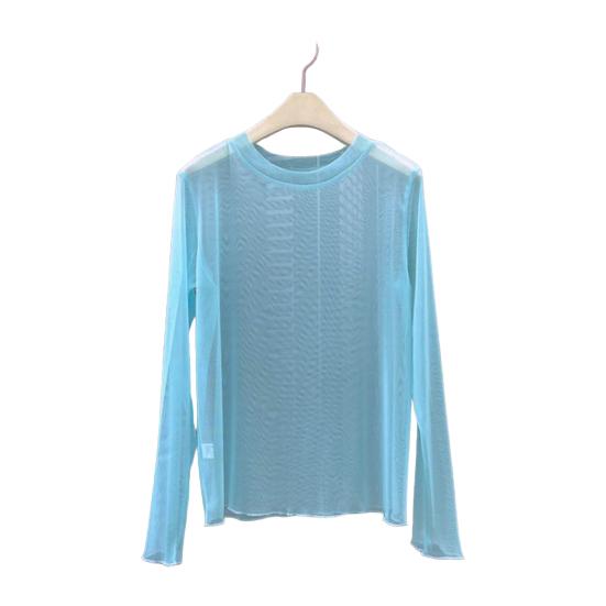 Women UV Protection Tops Round Neck Long Sleeve Loose Fit Quick Dry Beach Wear See-through Thin Blouse