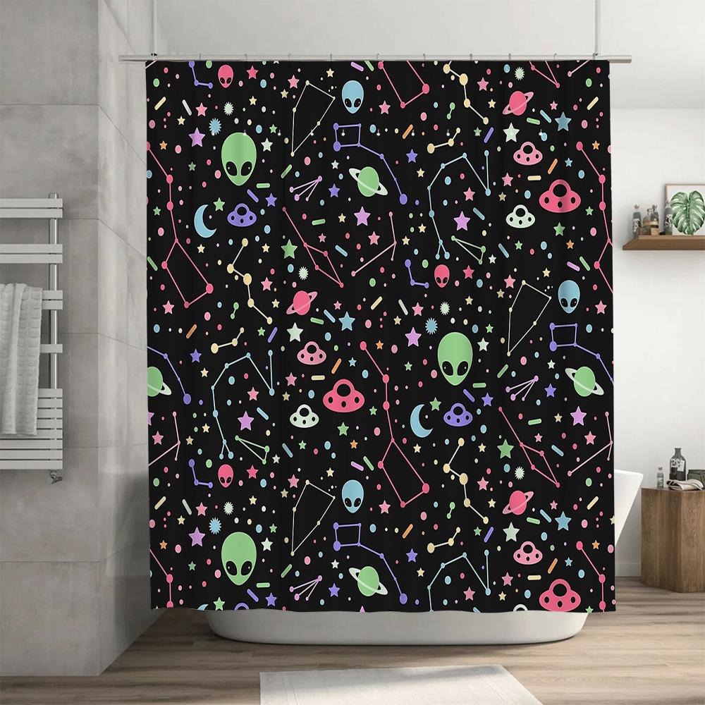 Galaxy Shower Curtain Space Universe Starry Sky Celestial Decor Bathroom Set Modern Abstract Pattern Backdrop