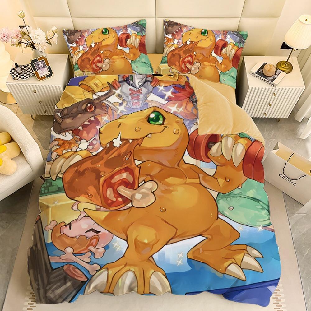 Anime Digimon Bettwäsche-Set Digimon Bettbezug und Kissenbezüge Ungefüllt Einzelbett Doppelbett Erwachsene Junge Mädchen Geschenk