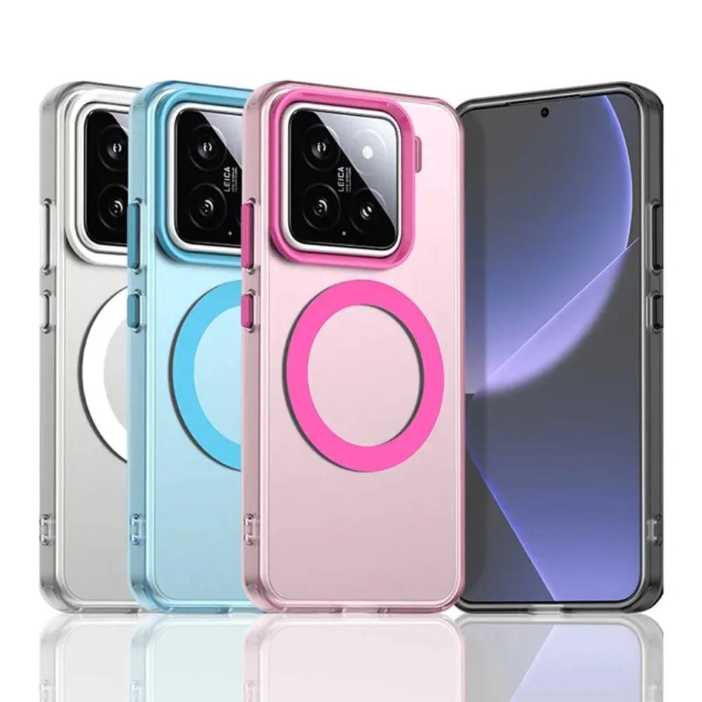 Luxury Color Matte Translucent Magnetic Case for Xiaomi 14T Pro Magsafe Wireless Charge Shockproof Cover For Redmi 13 4G 5G Case