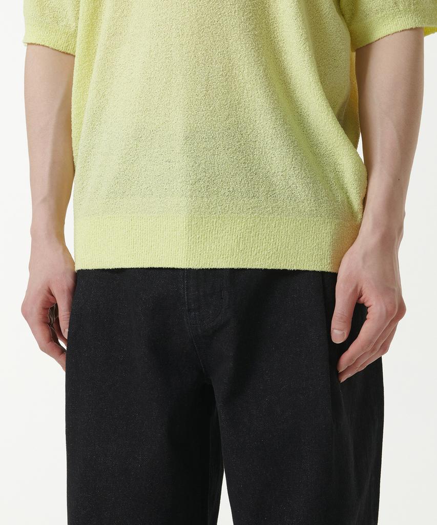 Musinsa Standard Boucle Slit Neck Knitted Polo Shirt [Lemon]