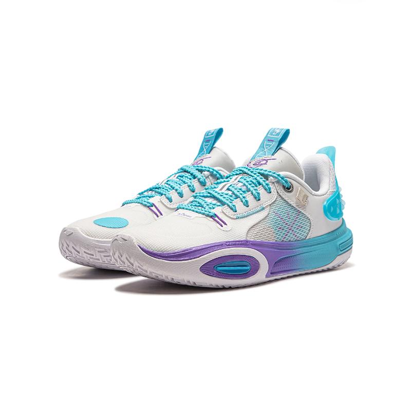 Li-Ning Young  Cloud Non-Slip Shock Absorbing Lightweight Rebound Basketball Shoes Kids Sneakers White Blue YKBT034-1