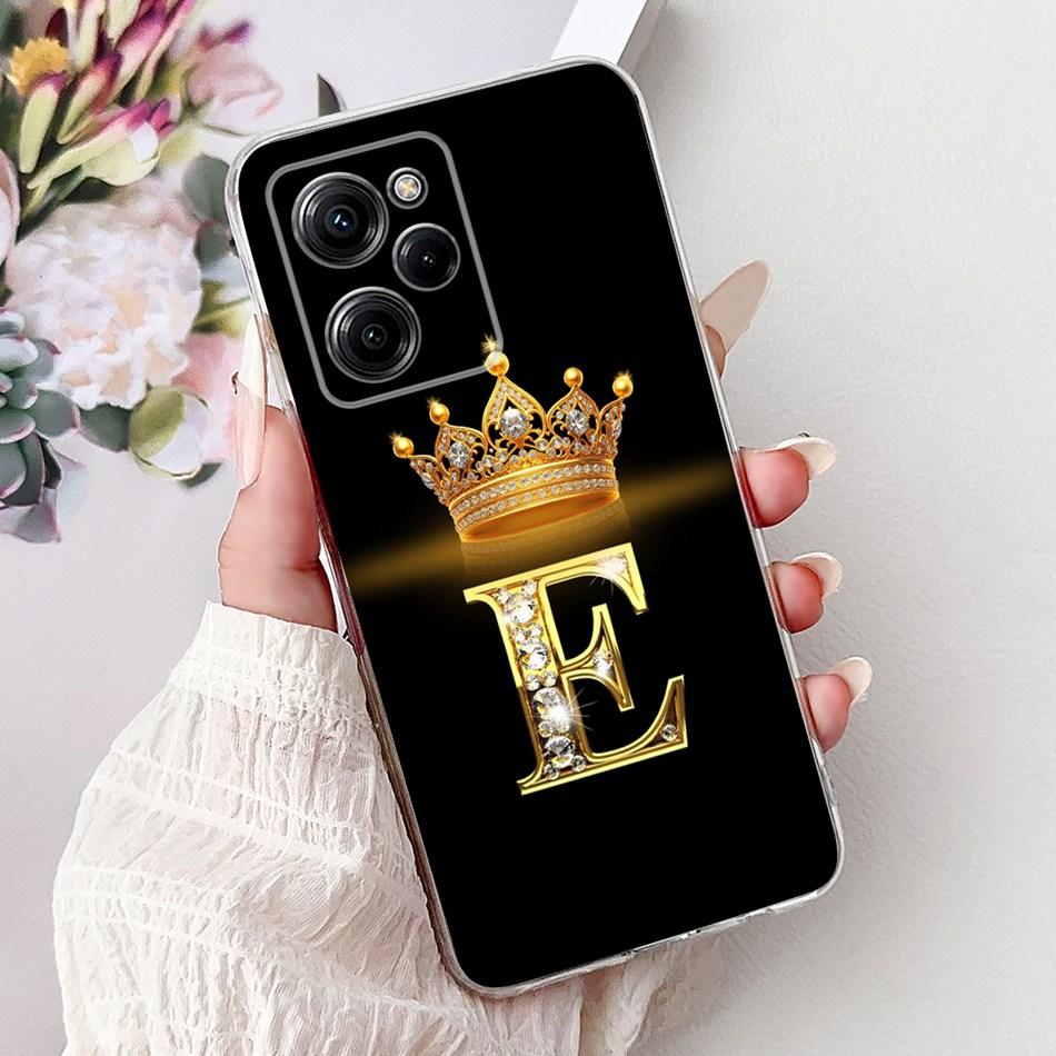 For Xiaomi Poco X5 Pro PocoX5 Fashion Crown Letter Phone Case For Poco X 5 X5Pro 5G Soft Silicone TPU Cases