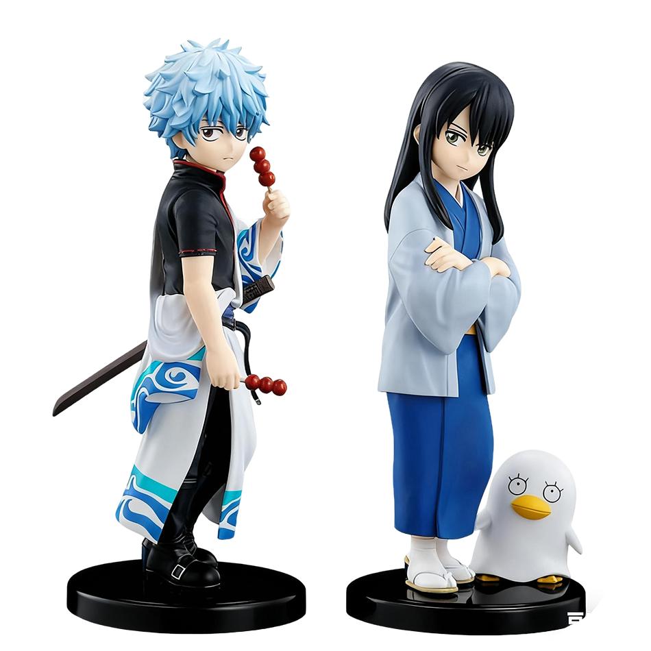 In stock 14CM Anime Gintama Figure Sakata Gintoki Katsura Kotarou Animation Model Toys Presents Set Decoration Ornaments