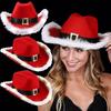 Roter Weihnachts-Cowboyhut, Unisex Feiertagsfeier Dekorationshut, Weihnachtsatmosphäre Dekoration Personalisierter Hut