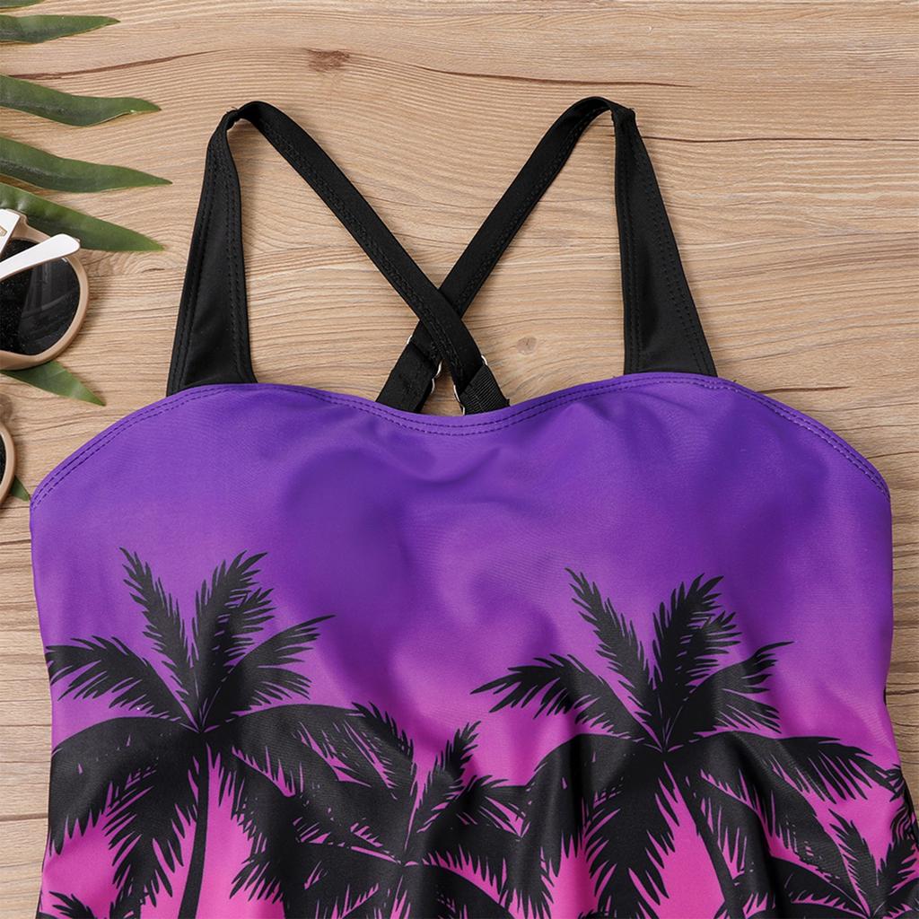 Women's Sexy Slim Fit Printed Sling Split Shorts Bikini Plus Size Swimsuit (Two Piece)