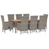 9 Piece Garden Dining Set with Cushions Gray Poly Rattan