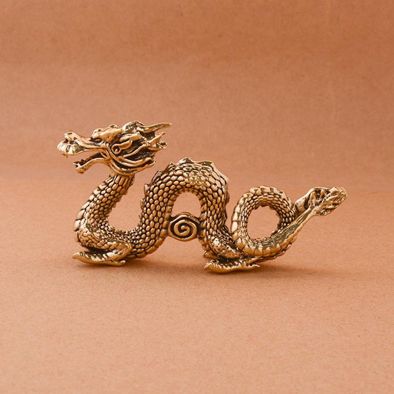 Chinese Beast Dragon Statue Bronze Figurine Ornaments Antique Copper Mythical Animal Miniature Home Decoration Crafts Collection