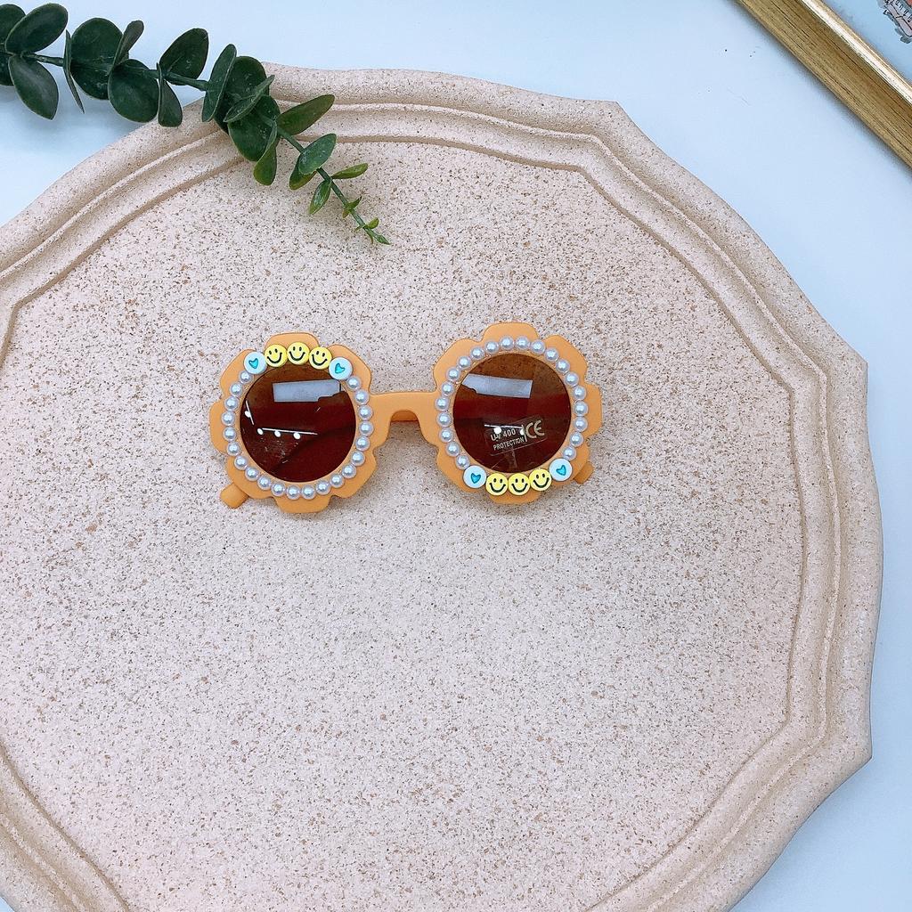 Fashion Pearl Children'S Sunglasses Diy Baby Round Uv-Proof Sunglasses Sunshade Glasses Tide