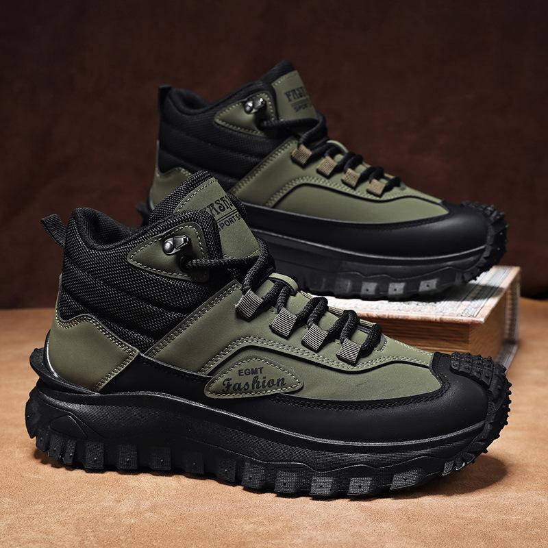 Men'S British Retro Work Boots Waterproof High Top Hiking Shoes Slip-Resistant Big Size 47 48 Outdoor Hunting Boots For Autumn