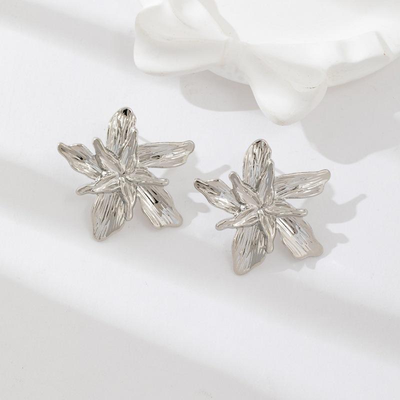 Personalized Design Women's Double Layered Large Flower Earrings Trendy Punk Party Adjustable Ring Fashion Jewelry Gifts