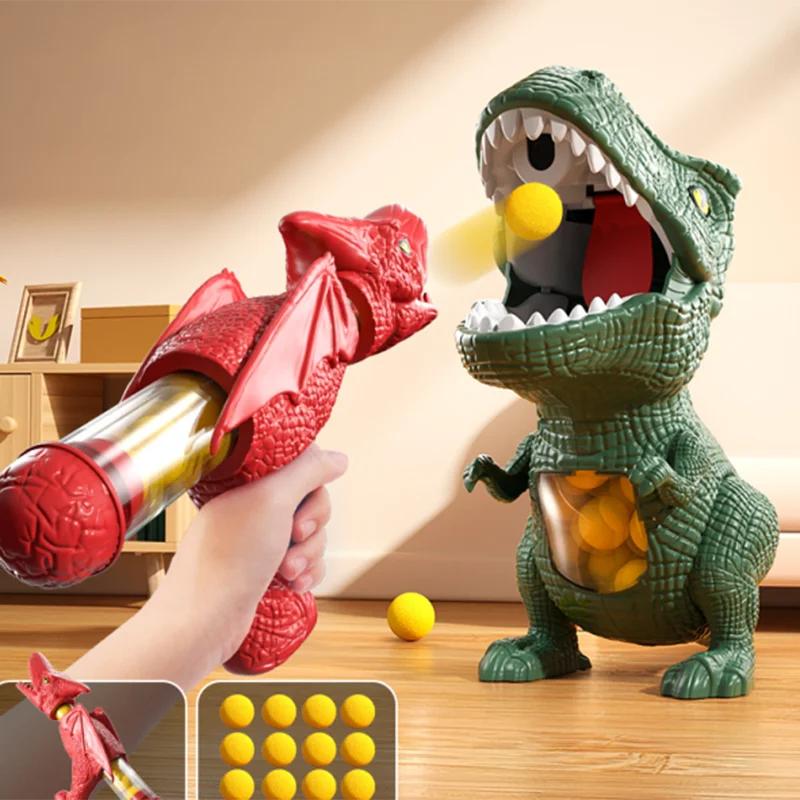 Dinosaur T-Rex Shooting Game With Soft Bullets Parent-Child Outdoor Battle Toy Interactive Foam Dart Blaster For Kids