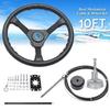 NEW 10FT Marine Engine Rotary Steering System Steering Helm Boat Mechanical Cable & Wheel 90 Degree Bearing Bezel Kit