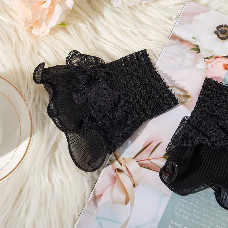 1Pair Spring Autumn Detachable Sleeve Cuffs Lace Cuffs Fake Sleeve Ruffles Elbow Sleeve Sun Protection Gloves Sweater Decorative
