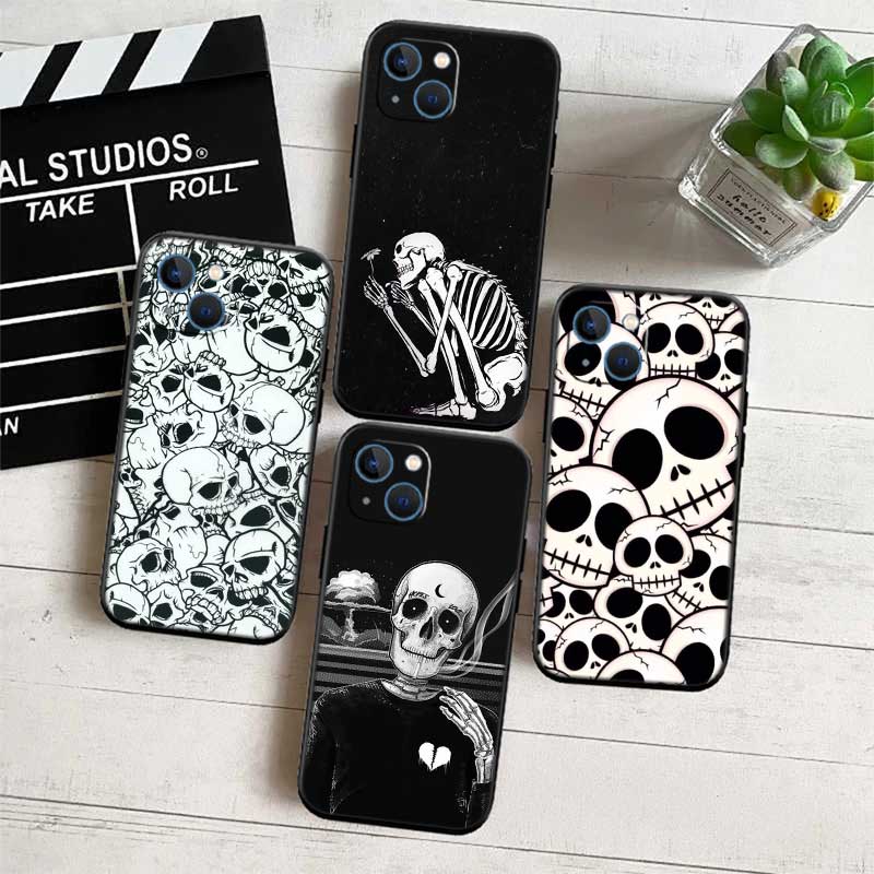 NH31 Horror Skeleton Skull New High-End Shell Phone Case for iPhone 16 15 14 13 12 Pro Max Plus Mini