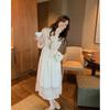 Danmo French Style Dress Women's Spring Autumn Lace Sleeve Slimming Belly-Covering Long Dress