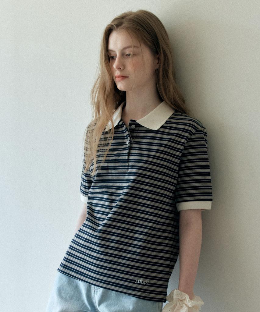 YUPPE Button Stripe T-Shirt_Navy