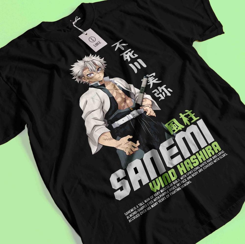 Demon Slayer Shirt Sanemi Shinazugawa Tshirt Tanjiro T-Shirt Muzan Doma Wind Tee