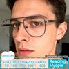 Nouvelles Lunettes de Myopie pour Hommes Monture Métallique à Double Pont Lunettes d'Astigmatisme Lunettes Rectangle pour Hommes d'Affaires Lunettes sur Ordonnance