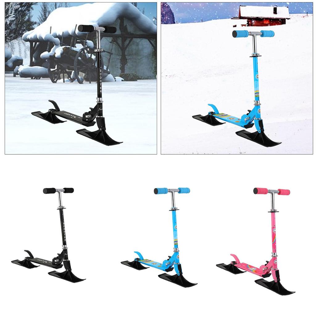 Kids Snow Scooter Adjustable Height Sand Scooter Stand Scooter Lightweight Conversion Outdoor for Child 2 Wheeled Scooter
