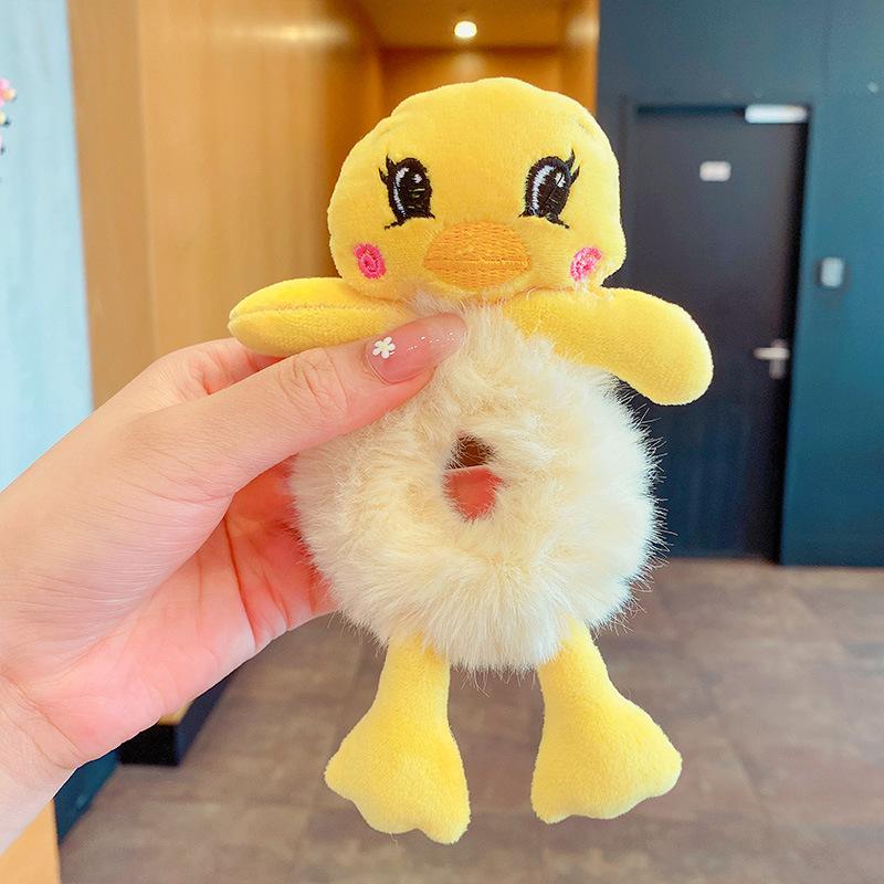 Cute Cartoon Plush Bear Hair Circle Doesn't Hurt Hair Headdress Children's Hair Tie Korean Version Hair Rope Marble Head Hair Ri