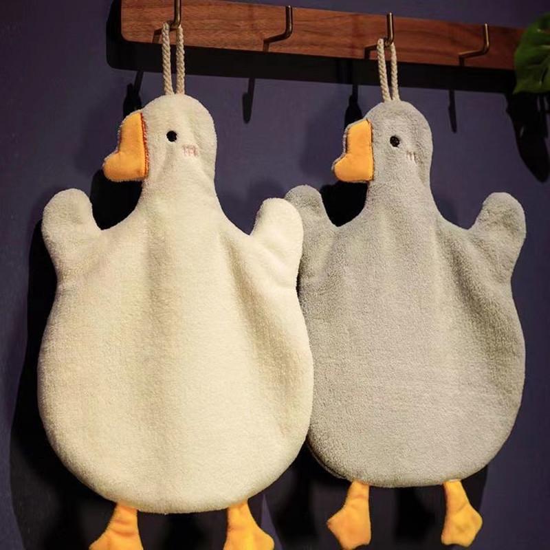 1/2pcs Cartoon Goose Hanging Hand Towel - Super Absorbent Quick-Dry Family Kitchen/Bathroom Towel, Sturdy for Daily Use