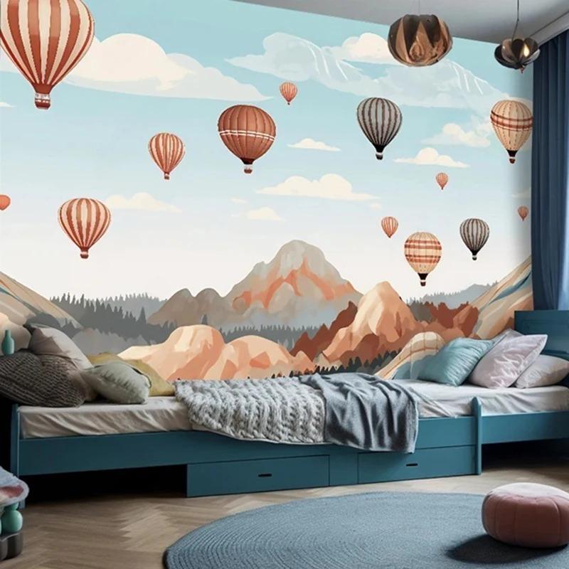 3D Cartoon Mural Wallpaper For Kids Room Hot Air Balloon Photo Decoration Living Room Bedroom Wall Painting Home Decor