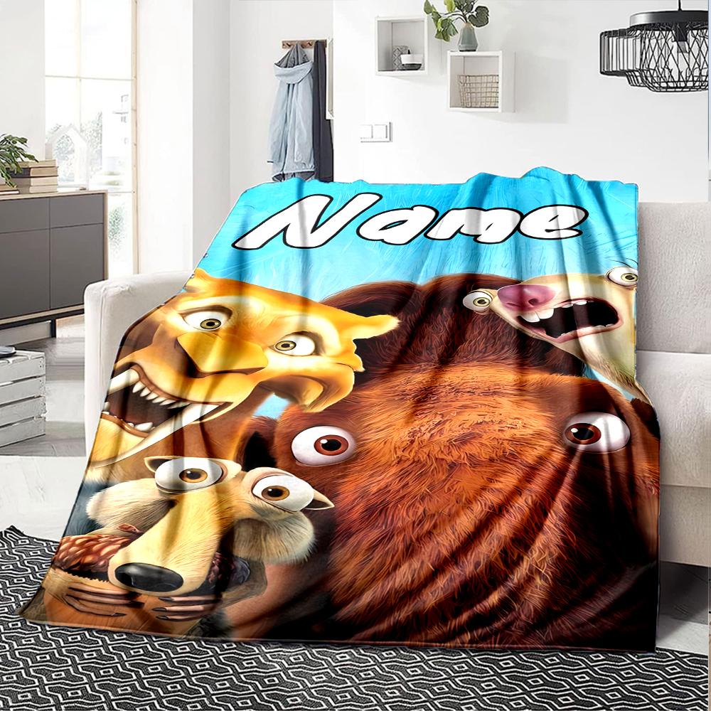 Customiz Name Personality Ice Age Dawn of the Dinosaurs Blanket Soft &Warm Sofa Office Bed Travel Lunch Break Blanket, Gift Suitable All Seasons