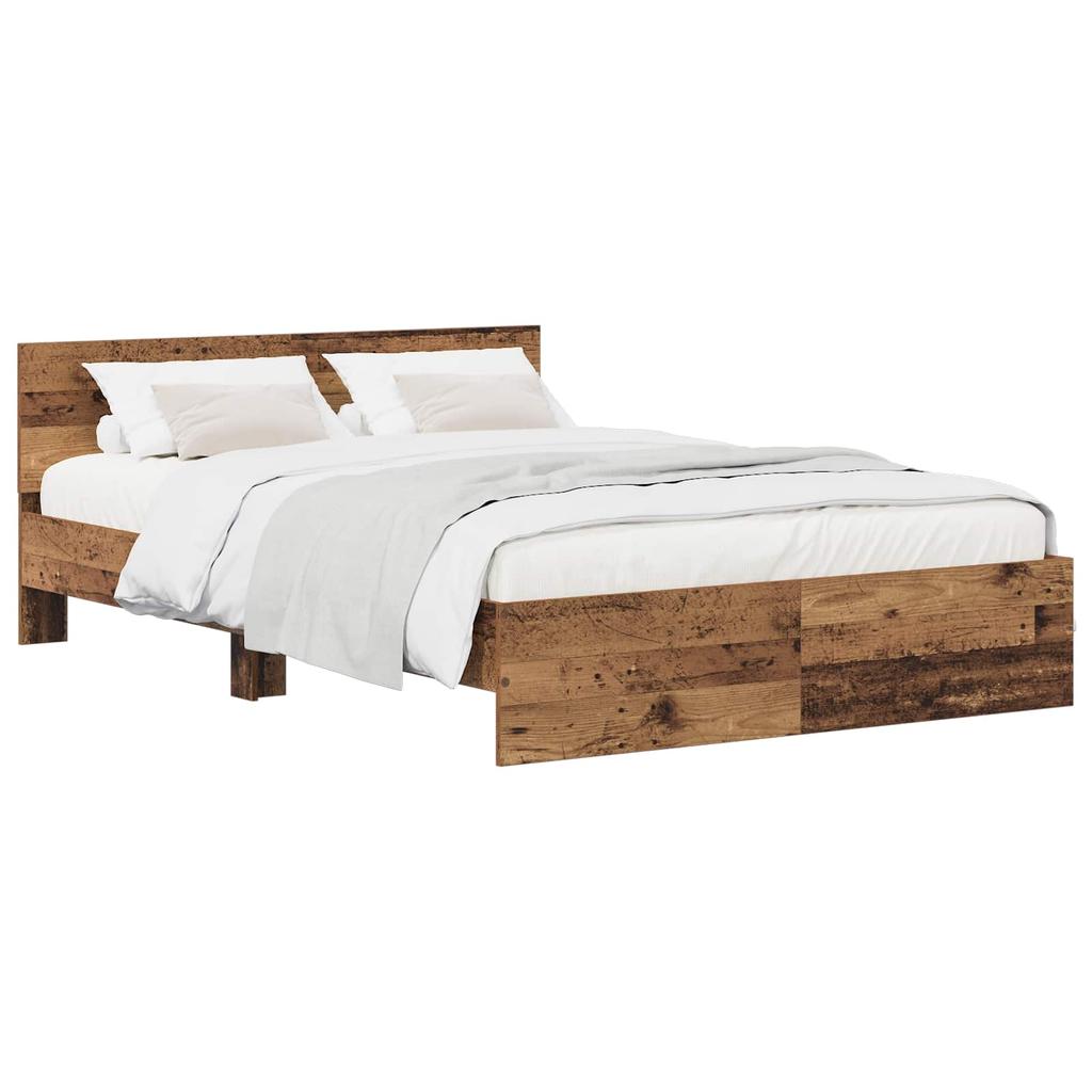 Bed Frame with Headboard Reclaimed Wood 135 X 190 Cm Engineered Wood
