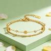 Stainless Steel Daisy Bracelet for Women Elegant Floral Zircon Bracelets Link Chain Daily Party Jewelry Gift