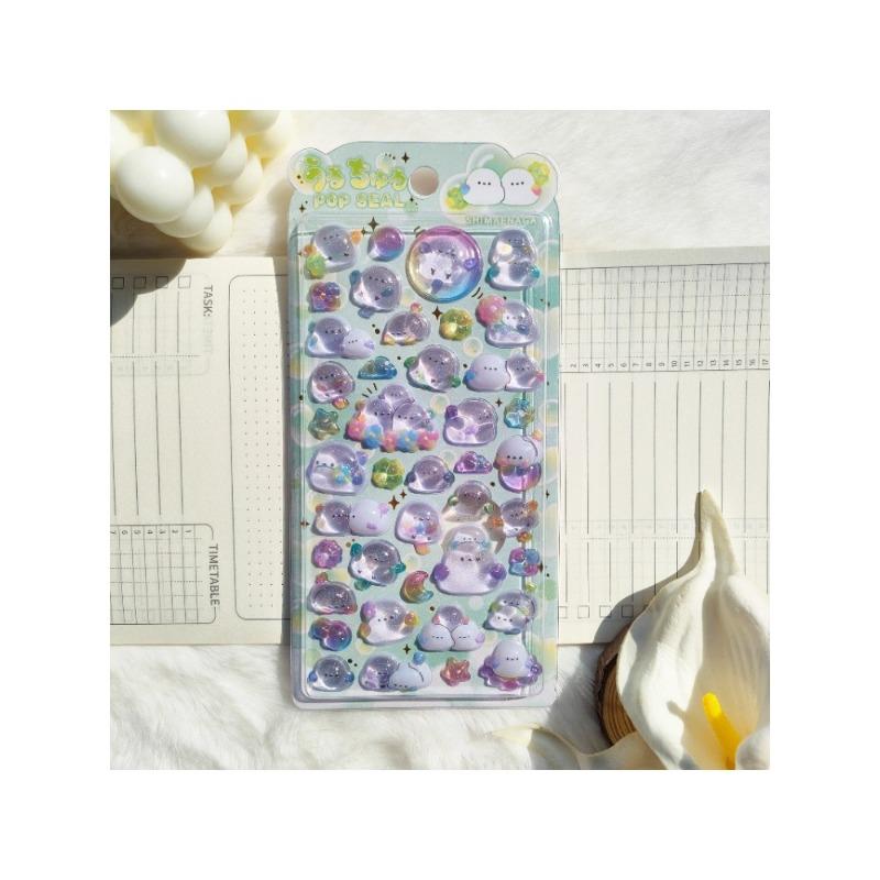 New 4-Piece Set Of Sparkling Crystal Decorative Stickers - Cute Animal And Flower Designs For Phone Cases And Laptop Stickers