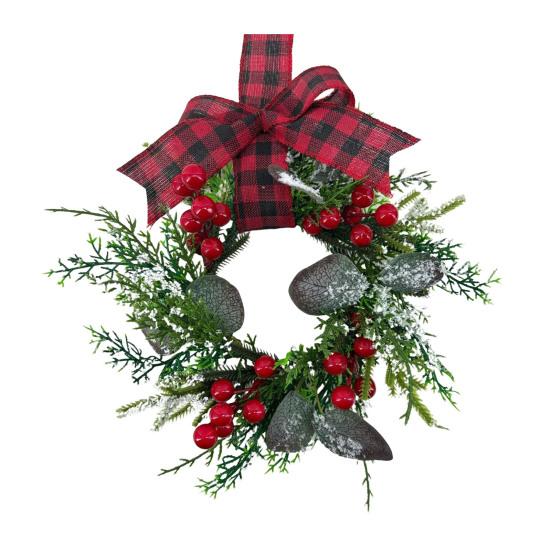 Christmas Cabinet Wreath Pine Needles Berries Pine Cones Decor Kitchen Shelves Indoor Outdoor Garland Winter Xmas Decoration