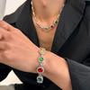 Collar de Diamantes Incrustados Colorido para Hombre Tendencia Personalidad Cadena para Clavícula de Piedra Preciosa Hip Hop Diseño de Nicho Sentido del Diseño Masculino