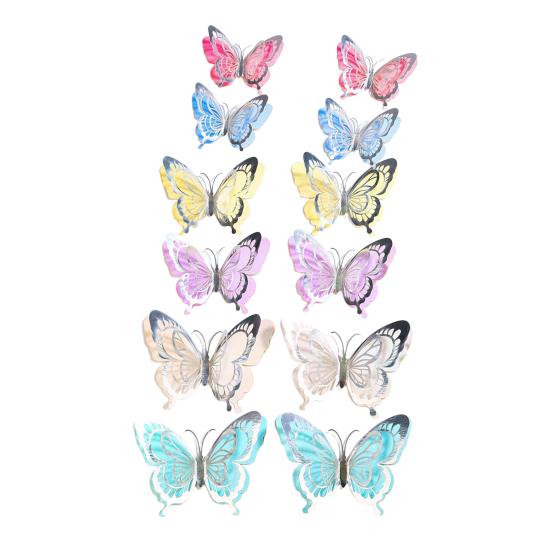 12Pcs 3D Butterfly Wall Sticker Waterproof Scratch-Resistant Wall Decals Self-Adhesive DIY Wall Decors for Living Room Bedroom Bathroom Kitchen