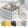 Rectangular Fabric Basket Storage Basket Portable Bath Basket Sundries Basket Desktop Storage Basket Blue Storage Basket
