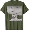 Alien Cat UFO T-Shirt Classic o-Neck Black Adult T Shirts For Women Summer Fashion Cotton Tshirt Casual Tees Men's Clothing