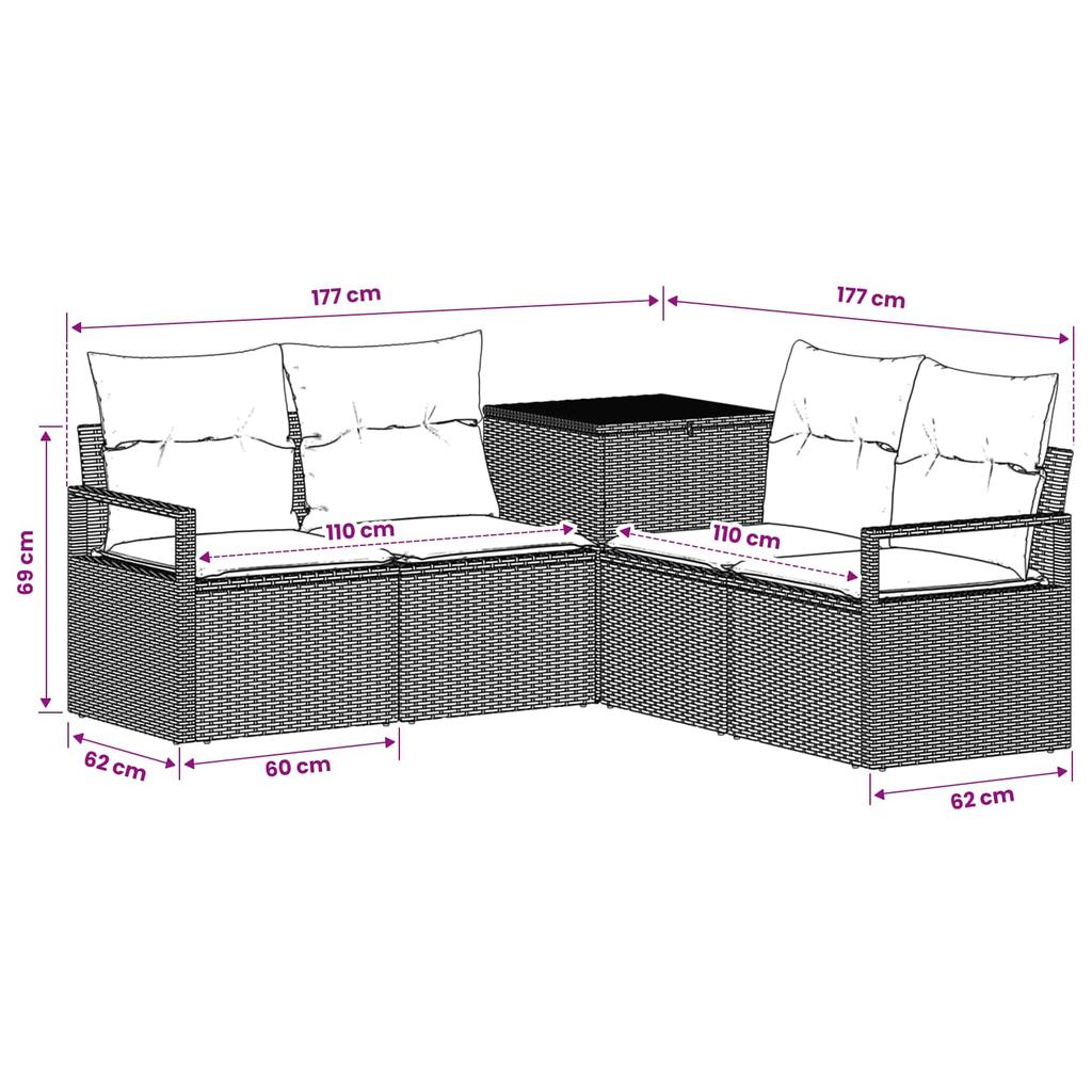Sofa Set 5 Pieces Gray and Navy Blue Poly Rattan and Steel